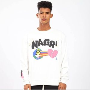 White Mens Crewneck Sweater Medium